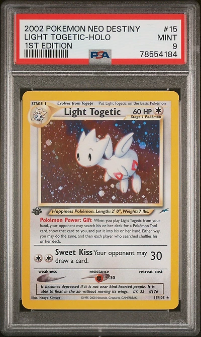 2002 Pokemon Neo Destiny 15 Light Togetic-holo 1st Edition PSA 9