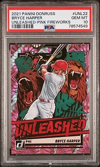 2021 Panini Donruss Unleashed Unl22 Bryce Harper Pink Fireworks PSA 10