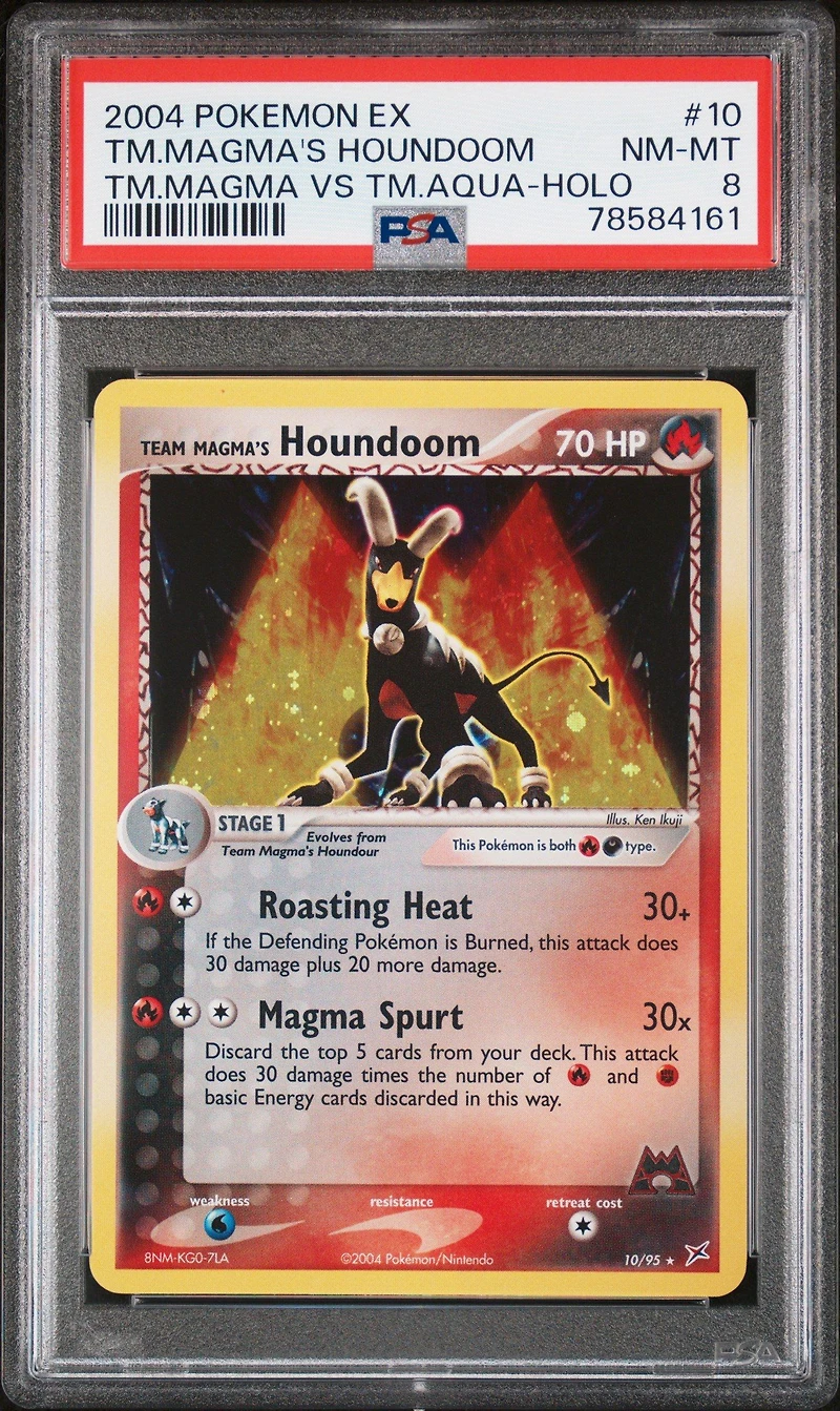 2004 Pokemon Ex Team Magma Vs Team Aqua 10 Team Magma's Houndoom-holo PSA 8