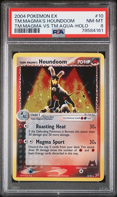2004 Pokemon Ex Team Magma Vs Team Aqua 10 Team Magma's Houndoom-holo PSA 8