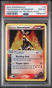 2004 Pokemon Ex Team Magma Vs Team Aqua 10 Team Magma's Houndoom-holo PSA 8