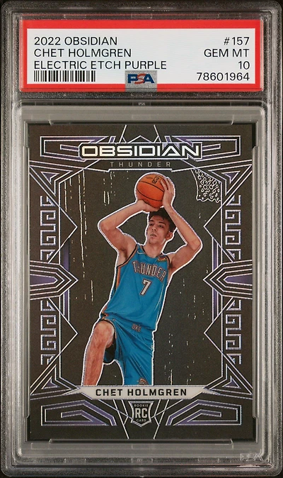 2022 Panini Obsidian 157 Chet Holmgren Electric Etch Purple PSA 10