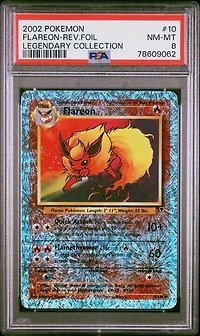 2002 Pokemon Legendary Collection 10 Flareon-reverse Foil PSA 8