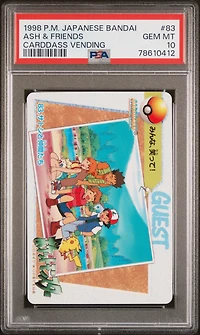 1998 Pokemon Japanese Bandai Carddass Vending 83 Ash & Friends PSA 10