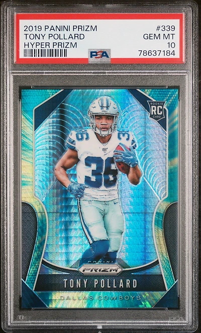 2019 Panini Prizm 339 Tony Pollard Hyper Prizm PSA 10