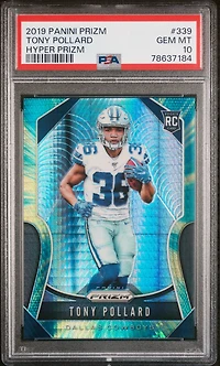 2019 Panini Prizm 339 Tony Pollard Hyper Prizm PSA 10