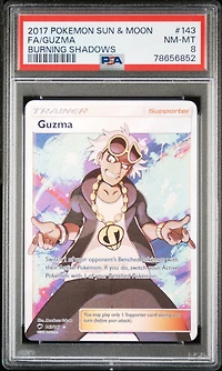 2017 Pokemon Sun & Moon Burning Shadows 143 Fa/guzma PSA 8