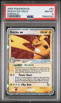 2005 Pokemon Ex Emerald 97 Raichu Ex PSA 8