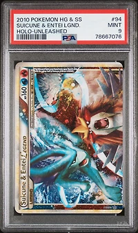 2010 Pokemon Heartgold & Soulsilver Unleashed 94 Suicune & Entei Legend-holo PSA 9
