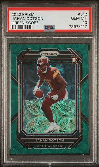2022 Panini Prizm 312 Jahan Dotson Green Scope PSA 10