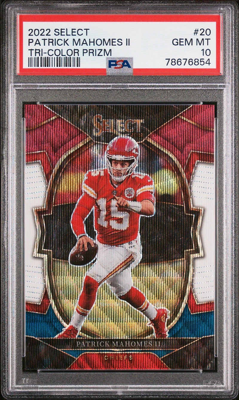 2022 Panini Select 20 Patrick Mahomes Ii Tri-color Prizm PSA 10