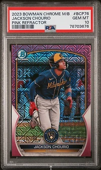 2023 Bowman Mega Box Chrome Bcp76 Jackson Chourio Pink PSA 10
