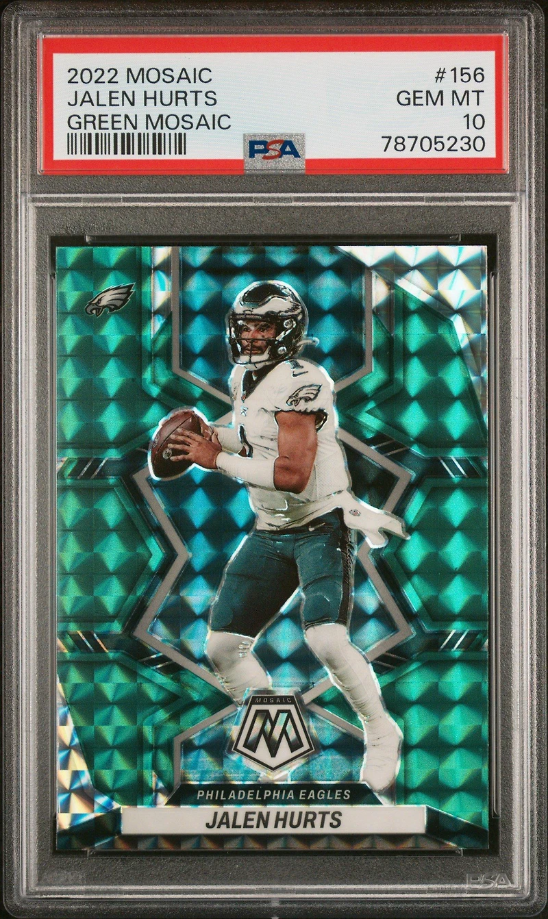 2022 Panini Mosaic 156 Jalen Hurts Green Mosaic PSA 10