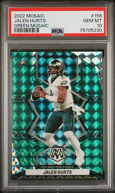 2022 Panini Mosaic 156 Jalen Hurts Green Mosaic PSA 10