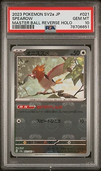 2023 Pokemon Japanese Sv2a-pokemon 151 021 Spearow Master Ball Reverse Holo PSA