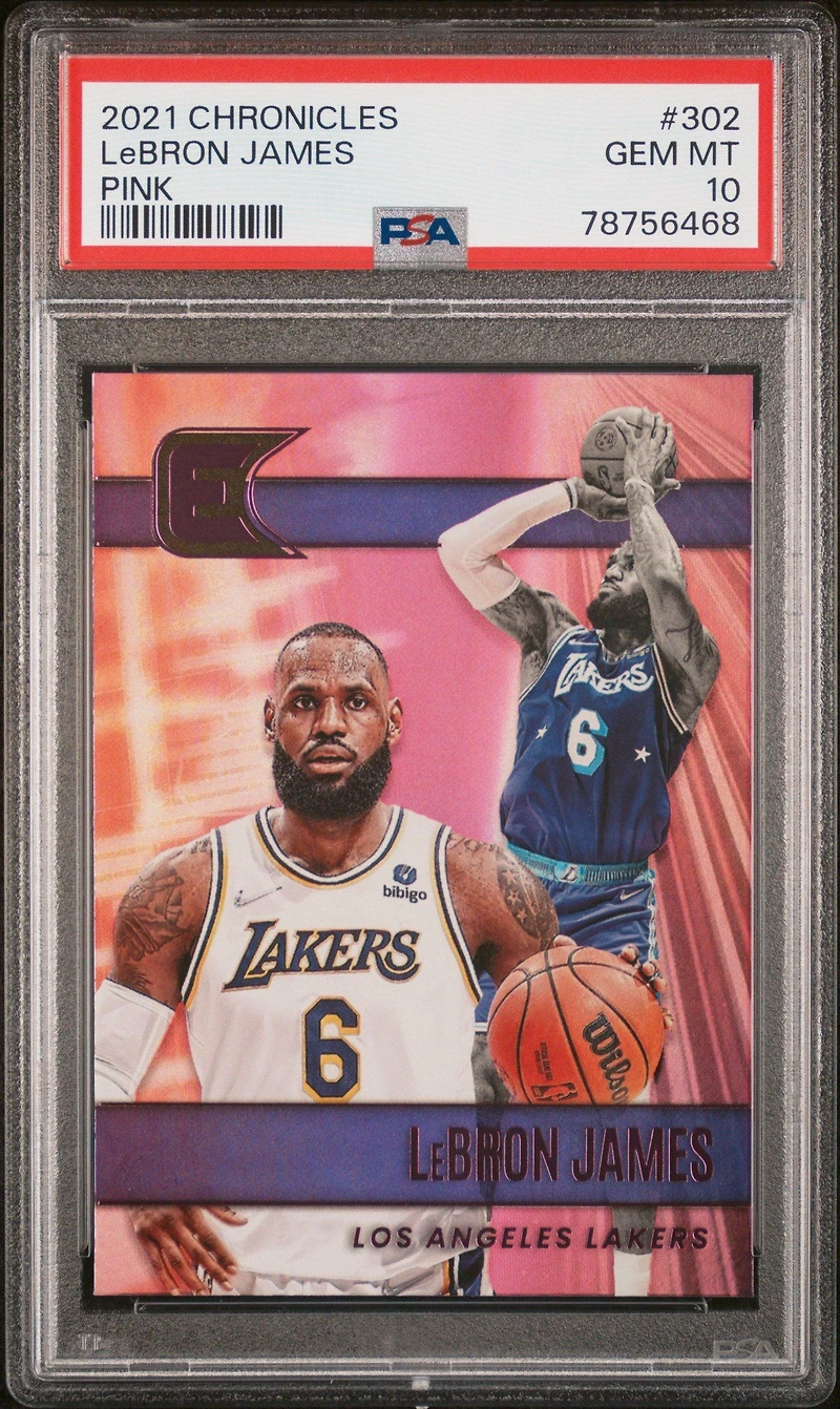 2021 Panini Chronicles 302 Lebron James Pink PSA 10