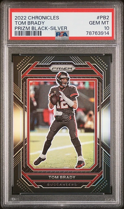 2022 Panini Chronicles Prizm Black Pb2 Tom Brady Silver PSA 10