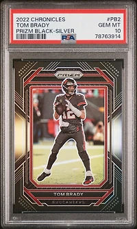 2022 Panini Chronicles Prizm Black Pb2 Tom Brady Silver PSA 10