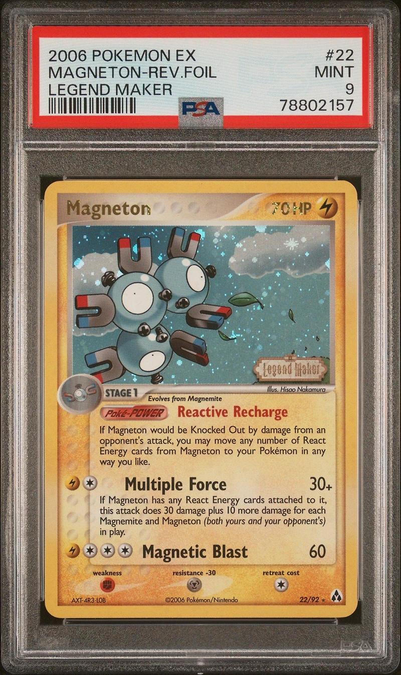 2006 Pokemon Ex Legend Maker 22 Magneton-reverse Foil PSA 9