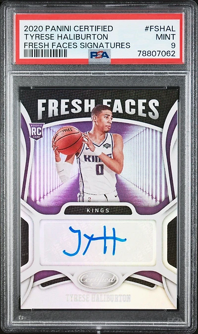 2020 Panini Certified Fresh Faces Signatures Fshal Tyrese Haliburton PSA 9
