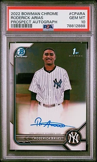 2022 Bowman Chrome Prospect Autographs Cpara Roderick Arias PSA 10