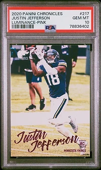 2020 Panini Chronicles Luminance 217 Justin Jefferson PSA 10