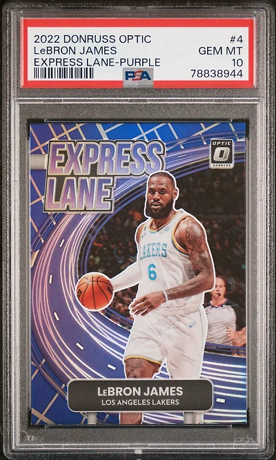 2022 Panini Donruss Optic Express Lane 4 Lebron James Purple PSA 10