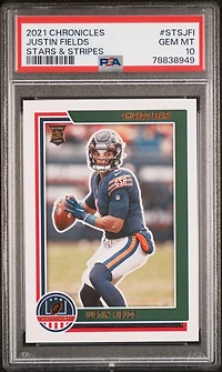 2021 Panini Chronicles Stars & Stripes Stsjfi Justin Fields PSA 10