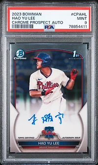 2023 Bowman Chrome Prospect Autographs Cpahl Hao Yu Lee PSA 9