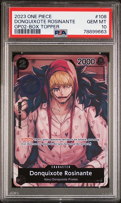 2023 One Piece Paramount War 108 Donquixote Rosinante Box Topper PSA 10