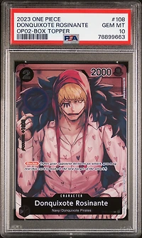 2023 One Piece Paramount War 108 Donquixote Rosinante Box Topper PSA 10