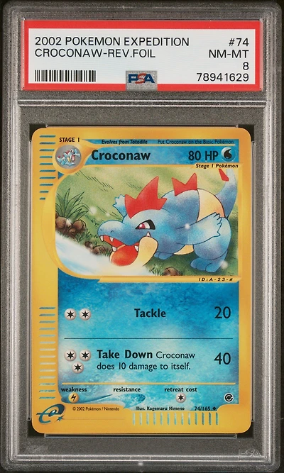 2002 Pokemon Expedition 74 Croconaw-reverse Foil PSA 8