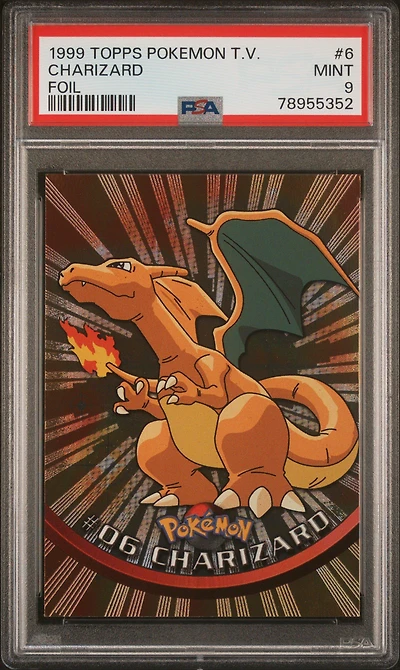 1999 Topps Pokemon Tv 6 Charizard Foil PSA 9