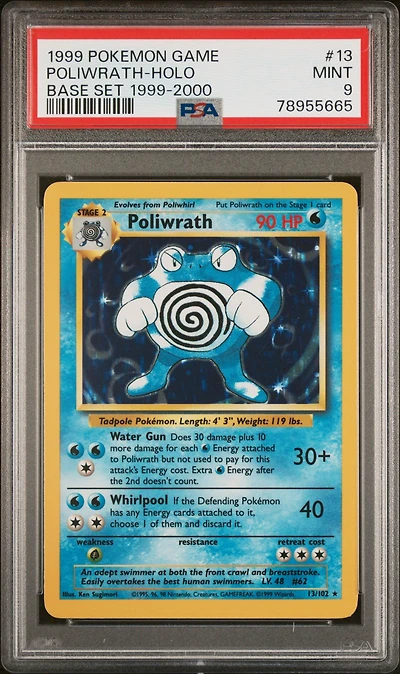 1999 Pokemon Game 13 Poliwrath-holo Base Set 1999-2000 PSA 9