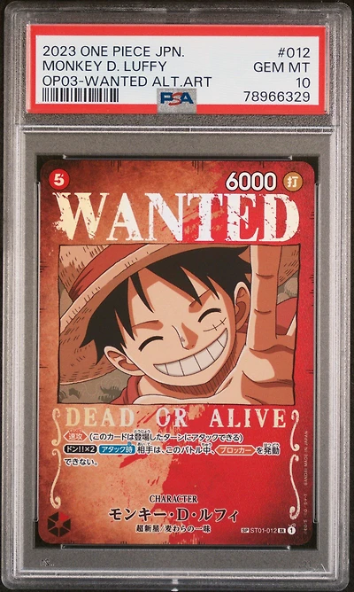 2023 One Piece Japanese Pillars Of Strength 012 Monkey D. Luffy Wanted Alternate Art PSA 10