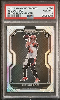 2020 Panini Chronicles Prizm Black Pb1 Joe Burrow Silver PSA 10