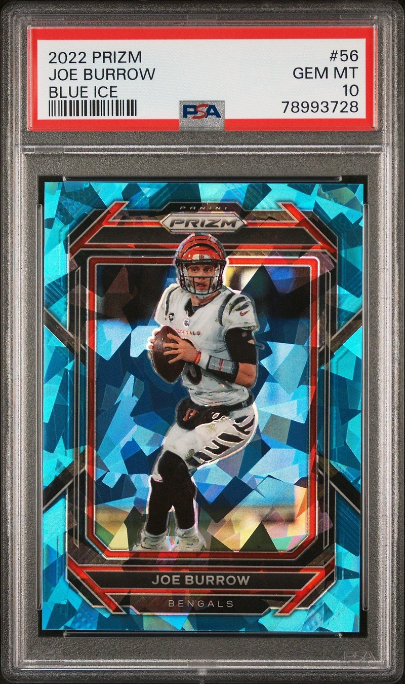 2022 Panini Prizm 56 Joe Burrow Blue Ice PSA 10