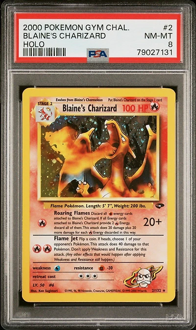 2000 Pokemon Gym Challenge 2 Blaine's Charizard Holo PSA 8