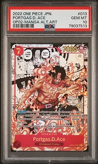 2022 One Piece Japanese Paramount War 013 Portgas D. Ace Manga Alternate Art PSA 10