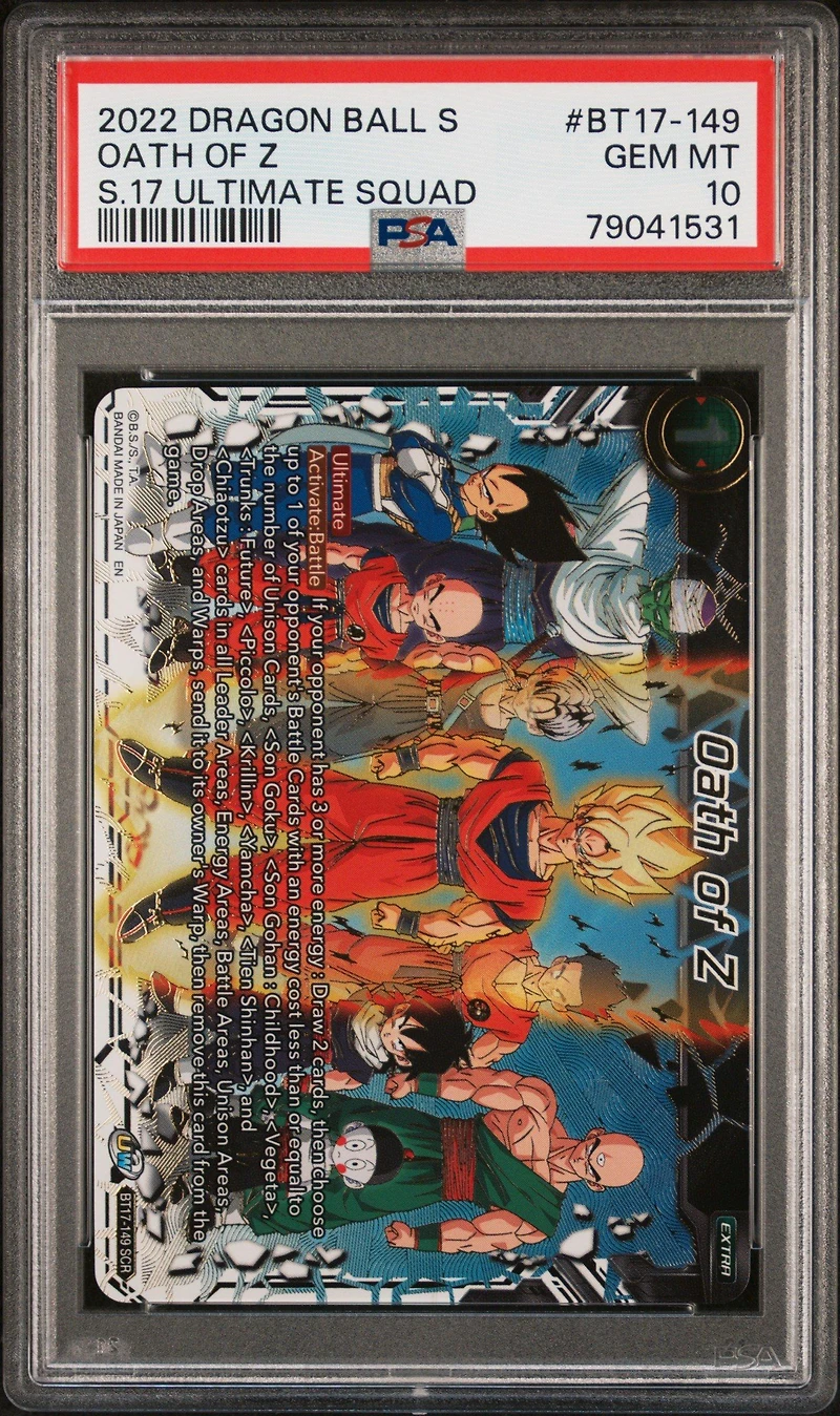 2022 Dragon Ball Super Series 17 Ultimate Squad Bt17-149 Oath Of Z Secret Rare PSA 10