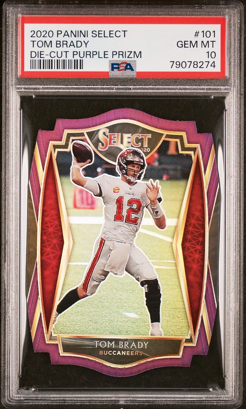 2020 Panini Select 101 Tom Brady Die-cut Purple Prizm PSA 10