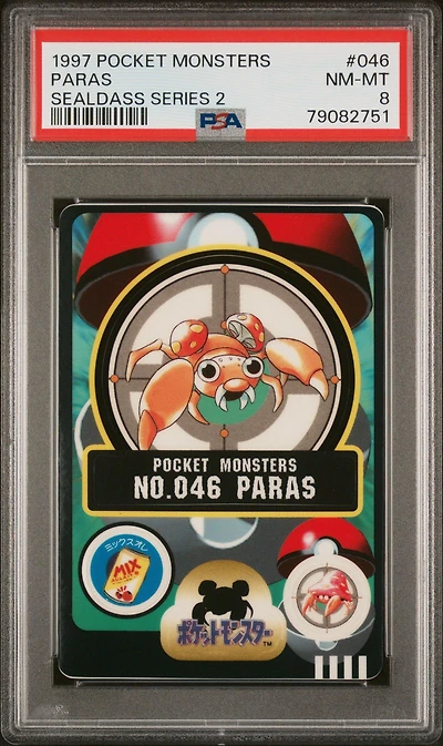 1997 Pocket Monsters Sealdass Series 2 046 Paras PSA 8