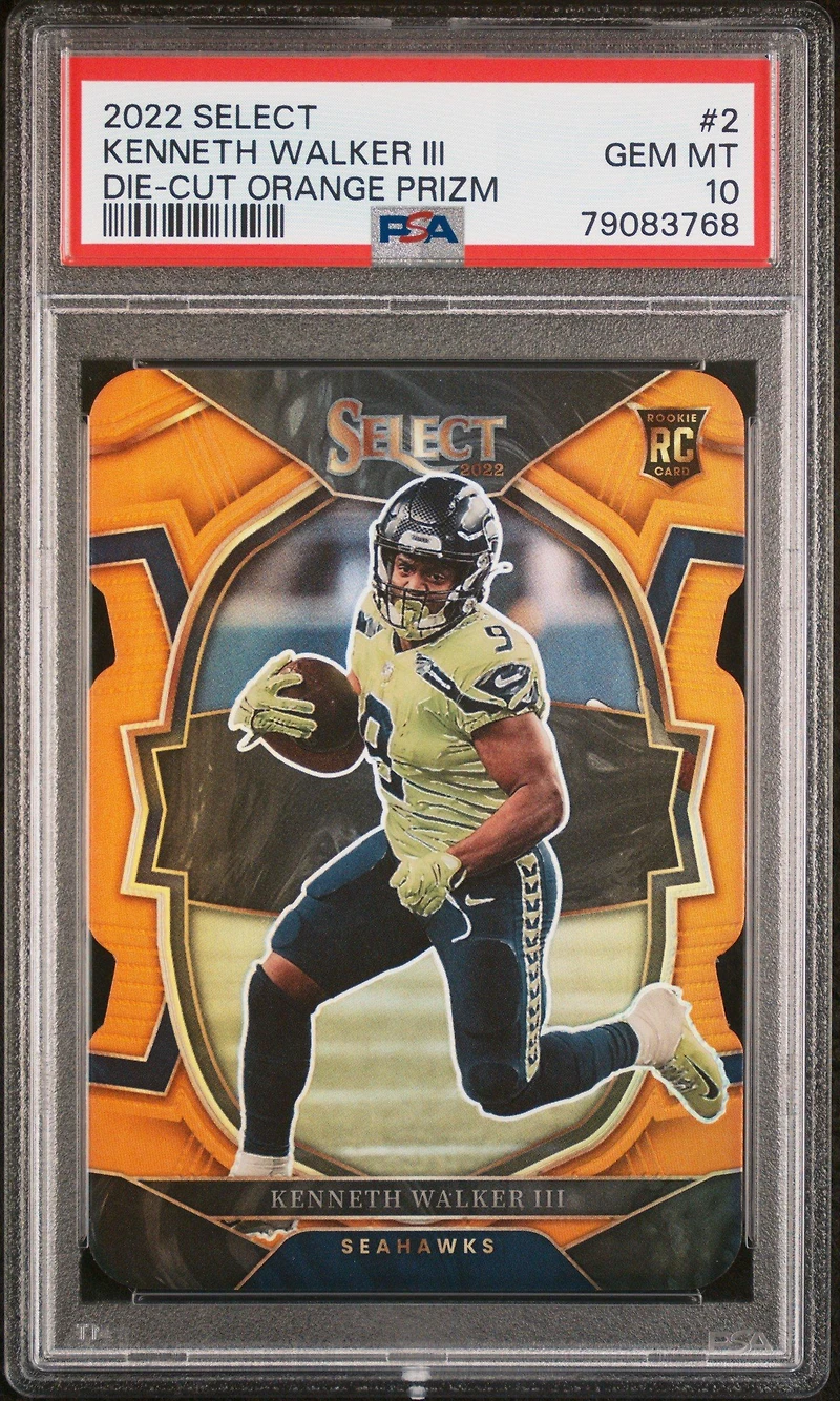2022 Panini Select 2 Kenneth Walker Iii Die-cut Orange Prizm PSA 10