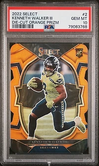 2022 Panini Select 2 Kenneth Walker Iii Die-cut Orange Prizm PSA 10