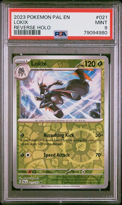 2023 Pokemon Pal En-paldea Evolved 021 Lokix Reverse Holo PSA 9