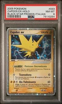 2005 Pokemon Black Star Promos 033 Zapdos Ex-holo Italian PSA 8