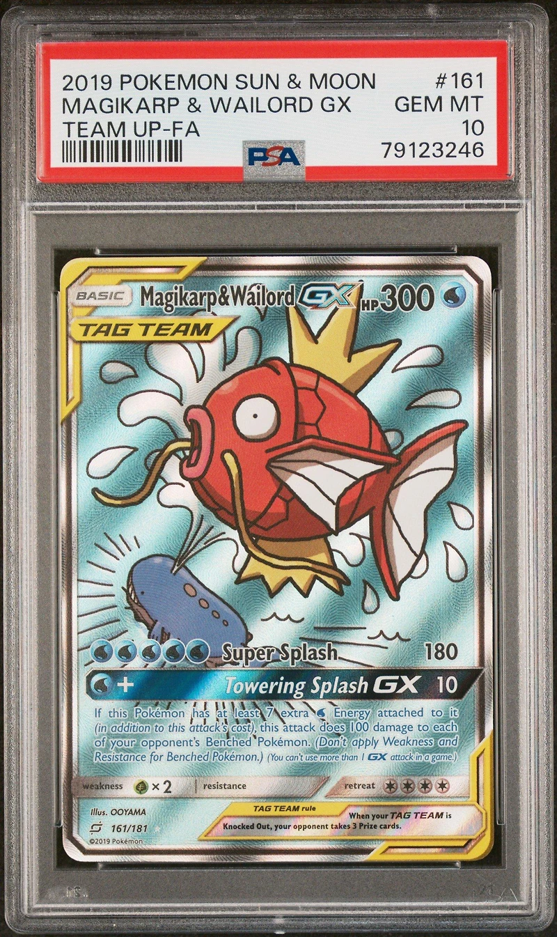 2019 Pokemon Sun & Moon Team Up 161 Magikarp & Wailord Gx PSA