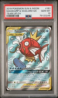 2019 Pokemon Sun & Moon Team Up 161 Magikarp & Wailord Gx PSA
