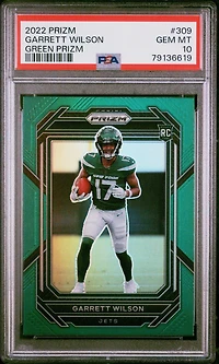 2022 Panini Prizm 309 Garrett Wilson Green Prizm PSA