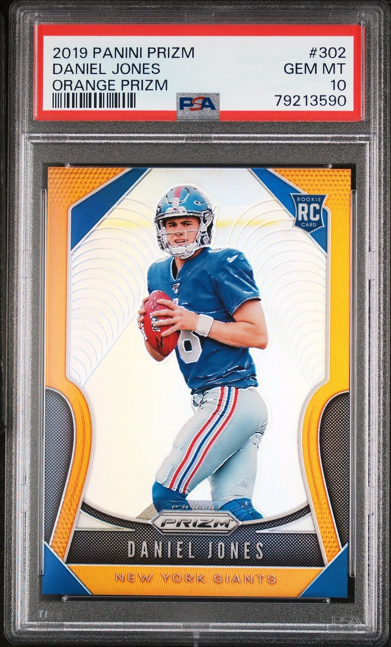2019 Panini Prizm 302 Daniel Jones Orange Prizm PSA 10
